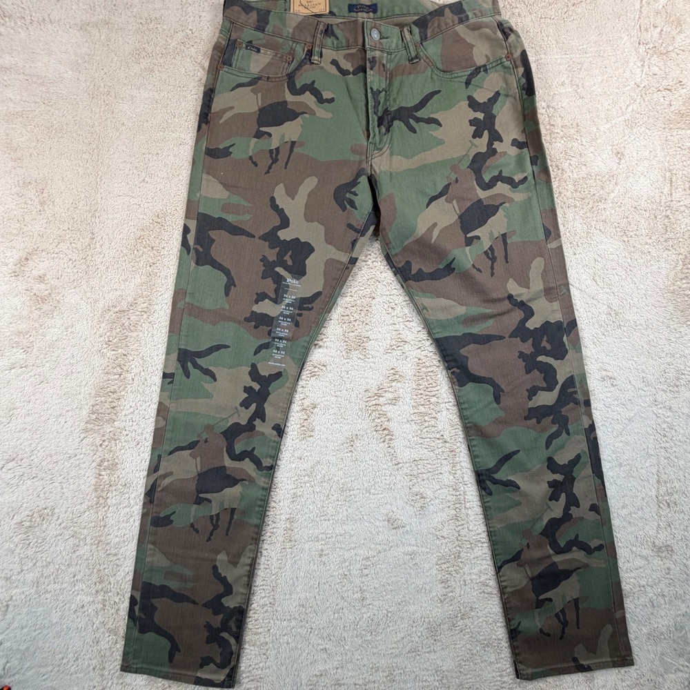 Polo Ralph Lauren Mens Size 34x34 Sullivan Slim Jeans Polo Pony Camo Print NEW